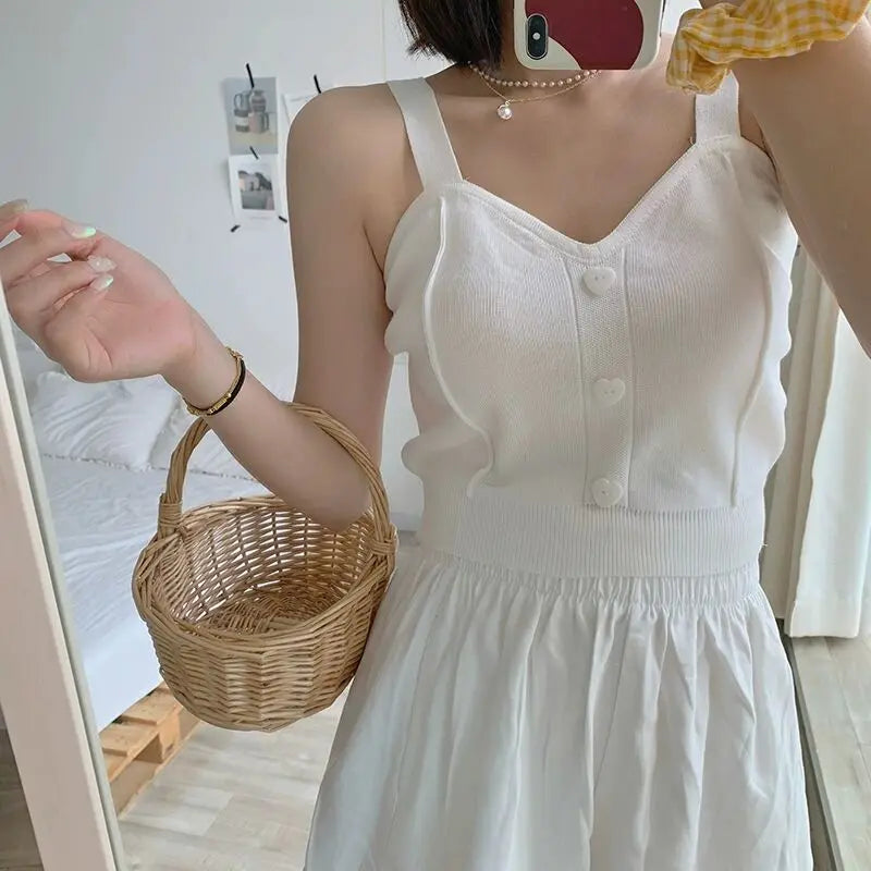 V-Neck Sleeveless Straps Tops