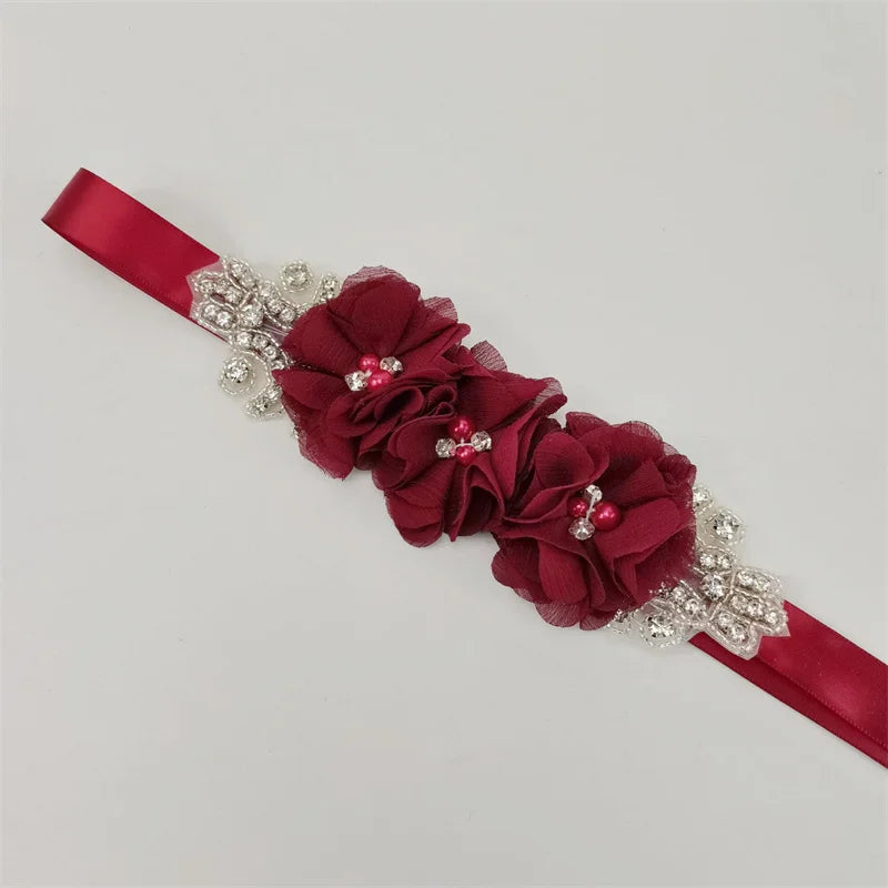 Pearl Rhinestone chiffon fabric flower