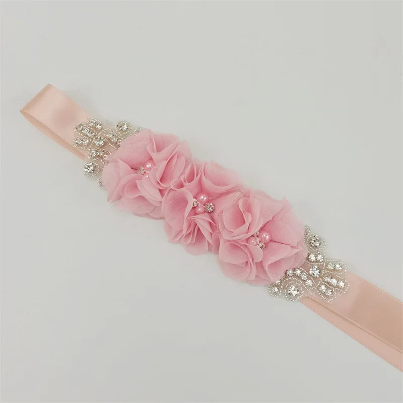 Pearl Rhinestone chiffon fabric flower
