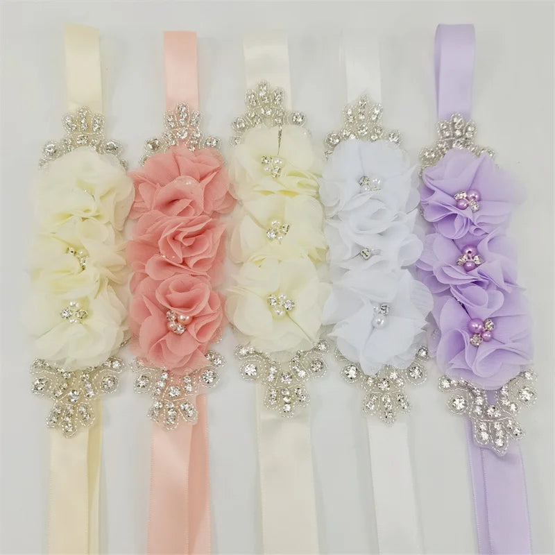 Pearl Rhinestone chiffon fabric flower