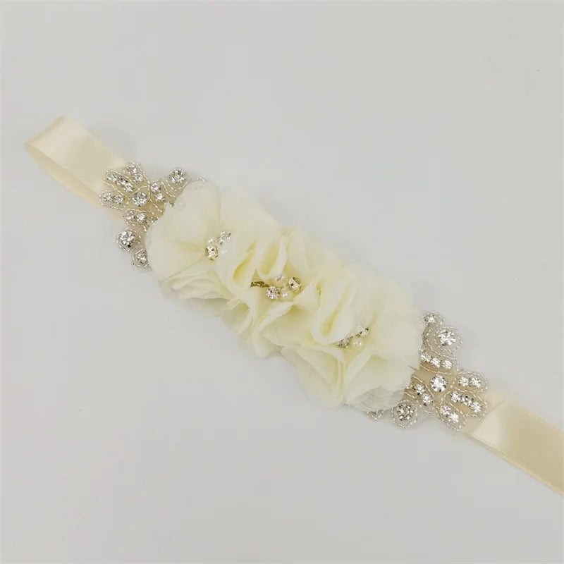 Pearl Rhinestone chiffon fabric flower