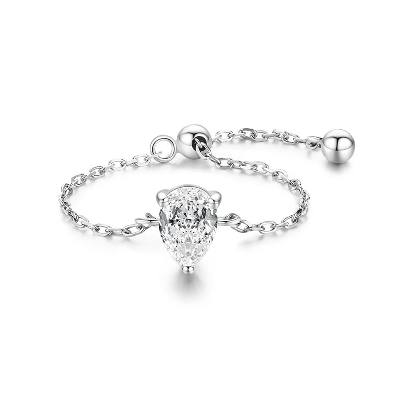 Trendy Sterling Silver Water Drop Finger Ring