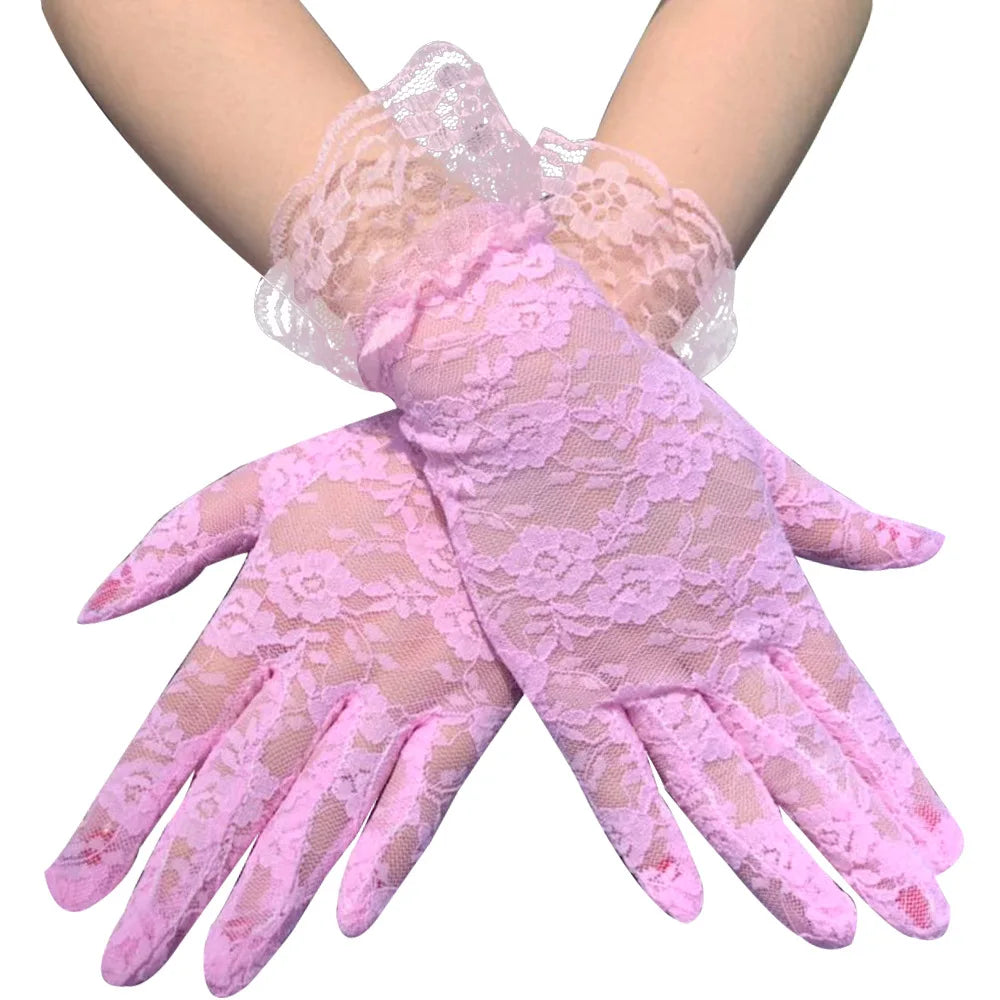 Women Vintage Sheer Short Lace Gloves