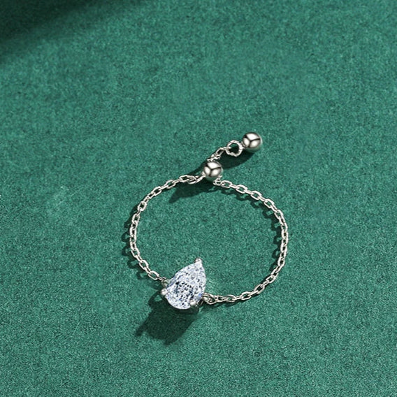 Trendy Sterling Silver Water Drop Finger Ring