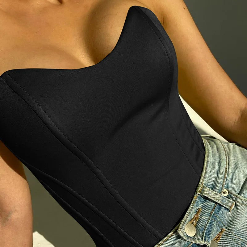 Sleeveless Slim Skinny Corset Cropped Top