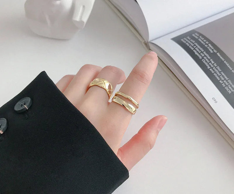 Trendy Elegant Twist Two Circle Ring