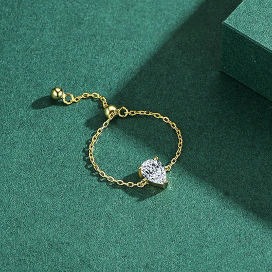 Trendy Sterling Silver Water Drop Finger Ring