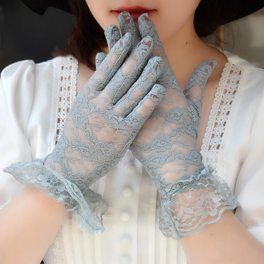 Women Vintage Sheer Short Lace Gloves