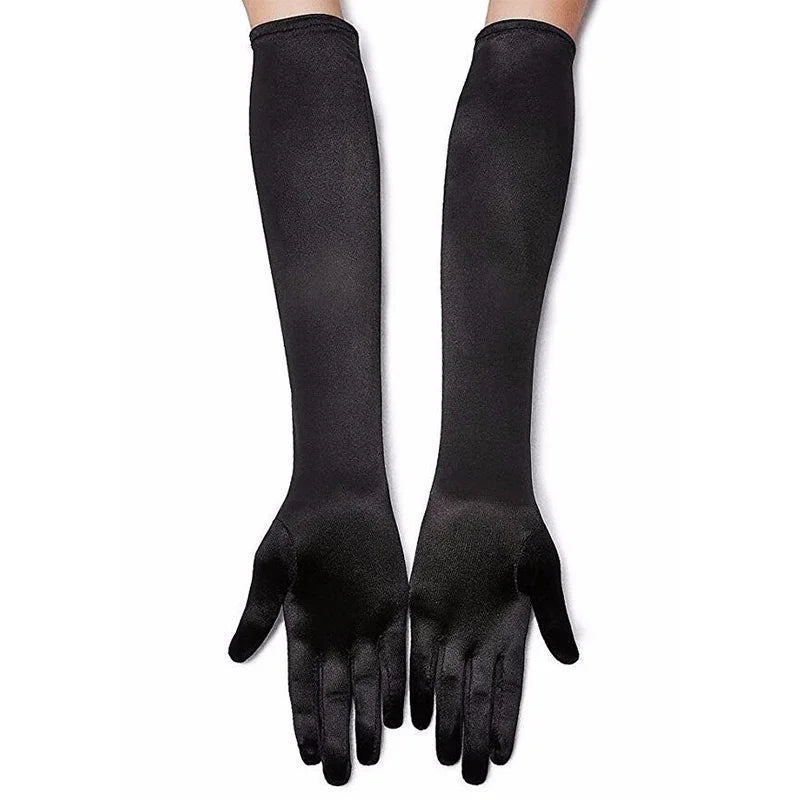 Opera/Elbow/Wrist Stretch Satin Finger Long Gloves