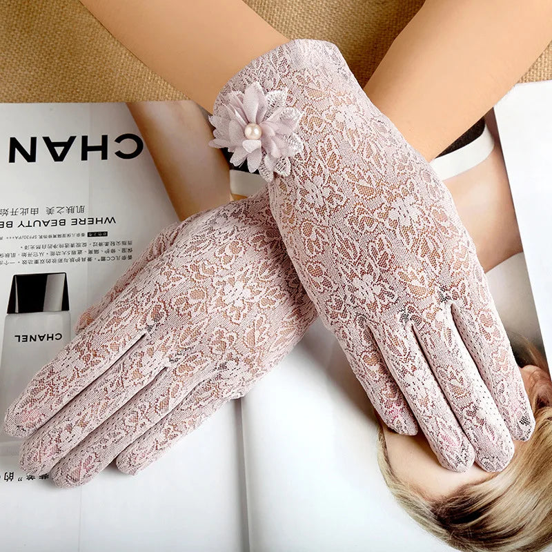 Sexy Hollow Lace Flower Gloves