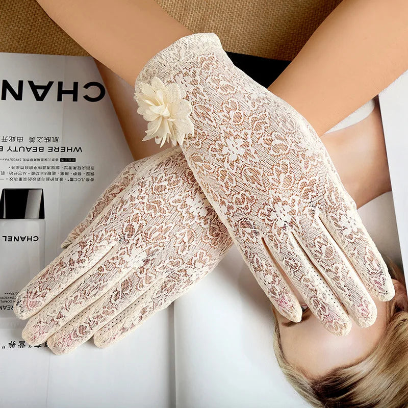 Sexy Hollow Lace Flower Gloves