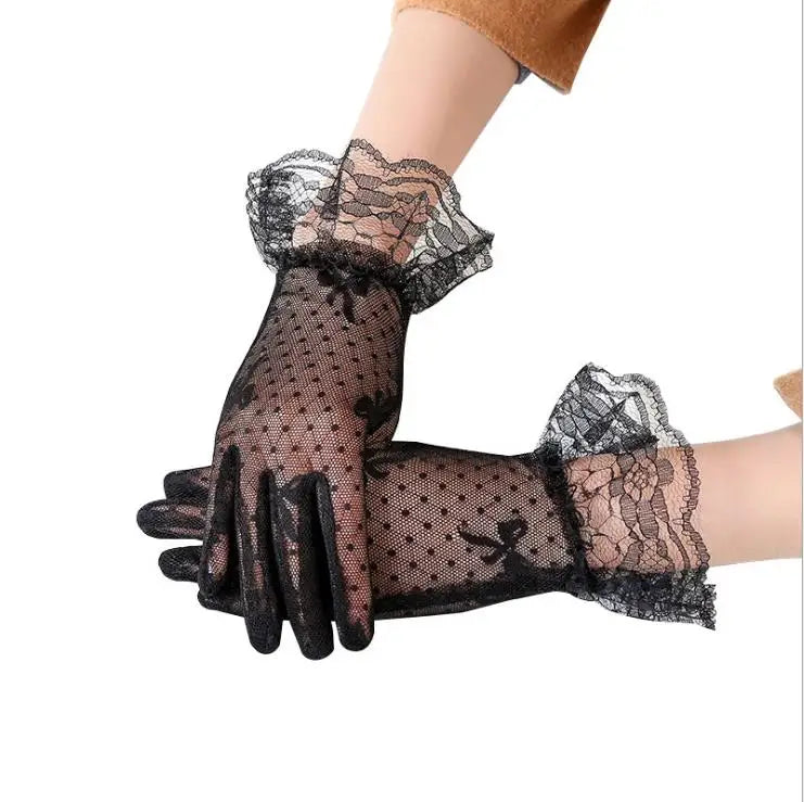 Women Vintage Sheer Short Lace Gloves