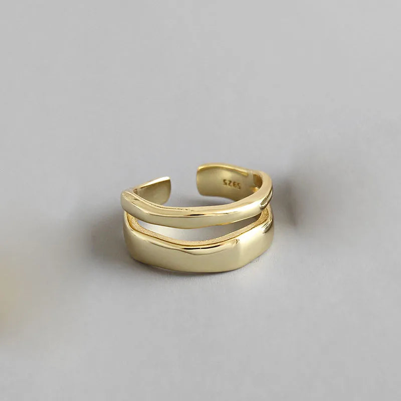 Trendy Elegant Twist Two Circle Ring