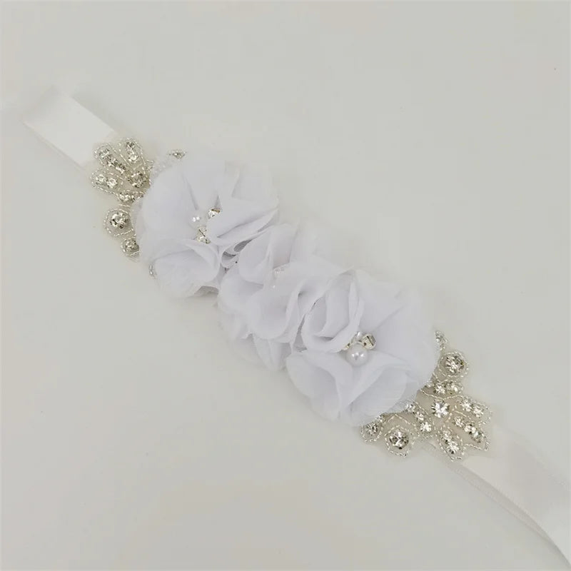 Pearl Rhinestone chiffon fabric flower
