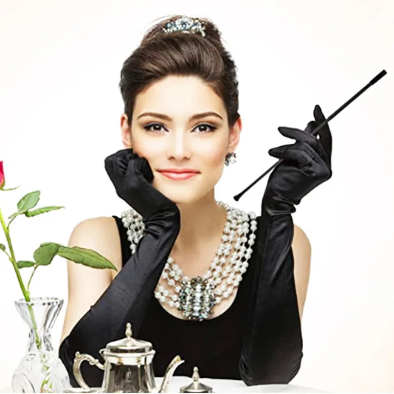 Opera/Elbow/Wrist Stretch Satin Finger Long Gloves