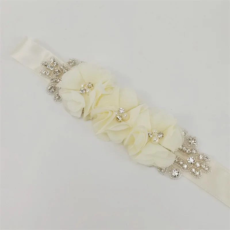 Pearl Rhinestone chiffon fabric flower
