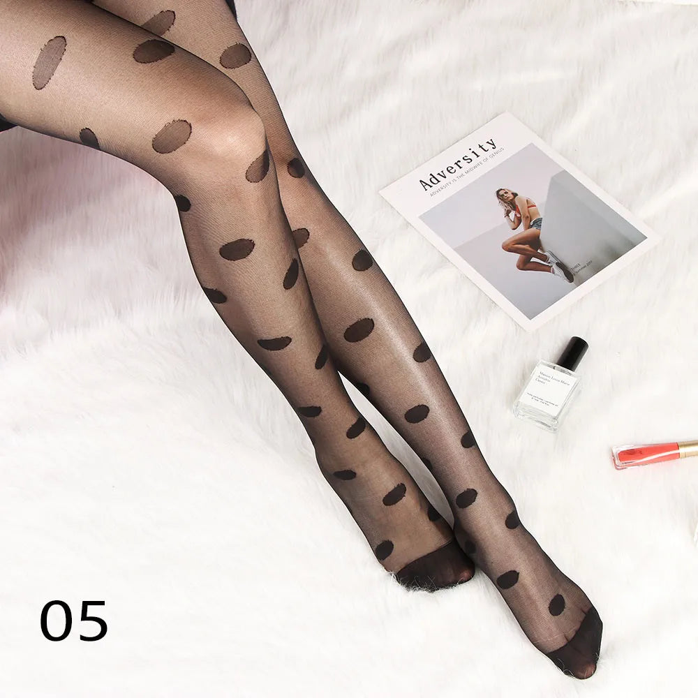 Sexy Women Tights Classic Small Polka Dot Silk Stockings