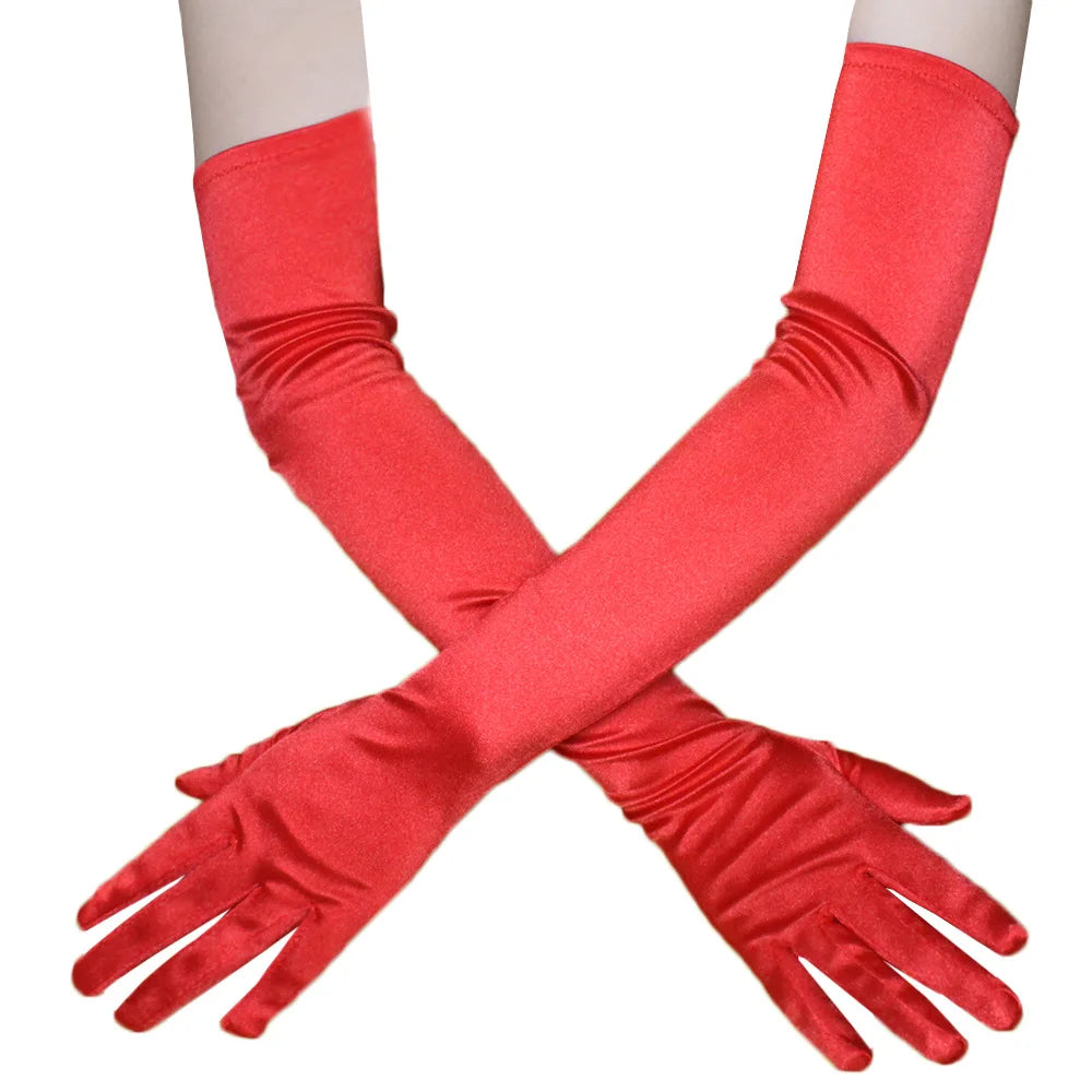 Opera/Elbow/Wrist Stretch Satin Finger Long Gloves