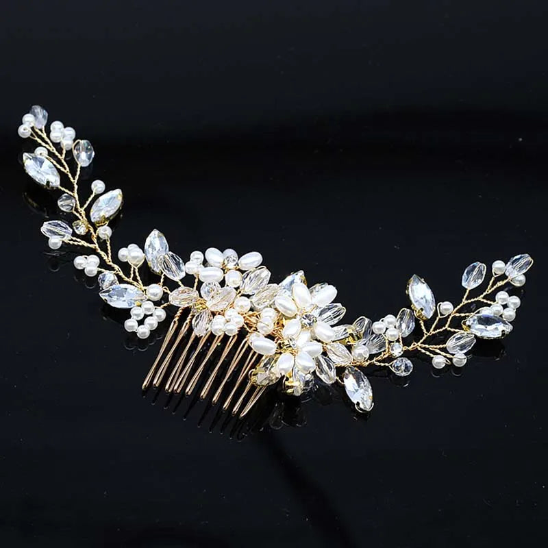 Bridal Hair Accessories Crystal Peals Hair Combs