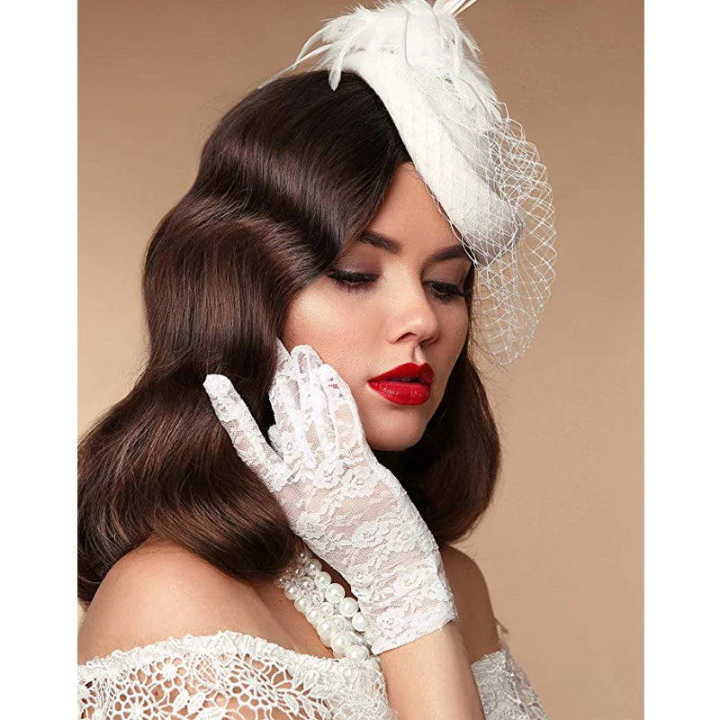 Women Vintage Sheer Short Lace Gloves