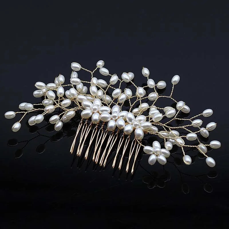 Bridal Hair Accessories Crystal Peals Hair Combs