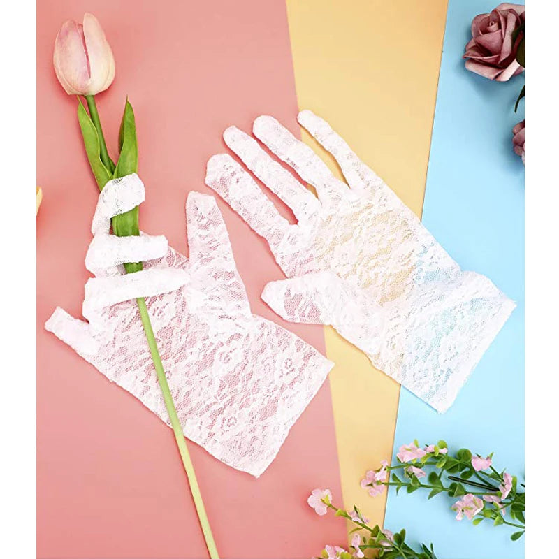 Women Vintage Sheer Short Lace Gloves