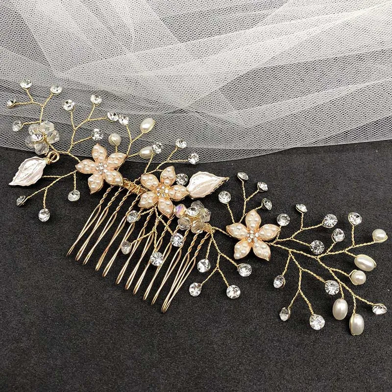 Bridal Hair Accessories Crystal Peals Hair Combs