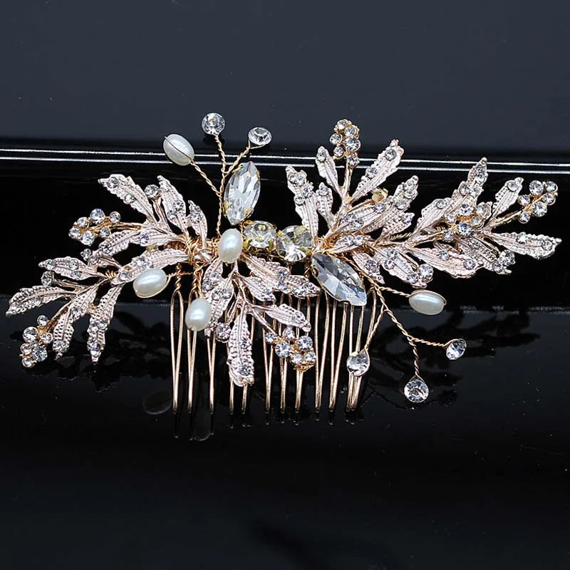 Bridal Hair Accessories Crystal Peals Hair Combs