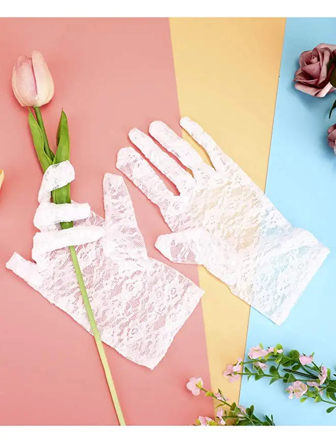 Women Vintage Sheer Short Lace Gloves