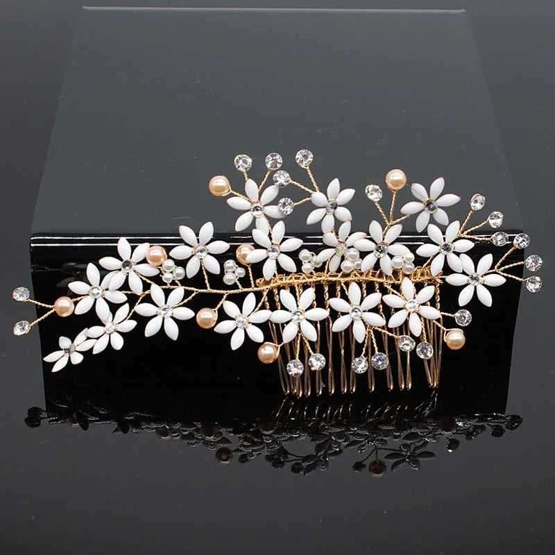 Bridal Hair Accessories Crystal Peals Hair Combs