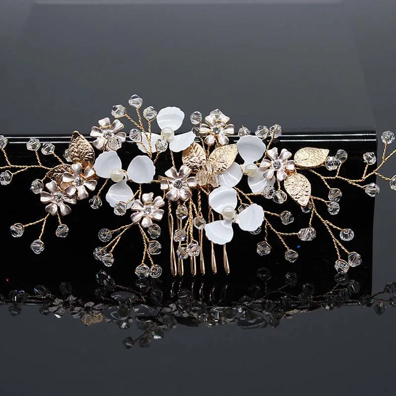 Bridal Hair Accessories Crystal Peals Hair Combs