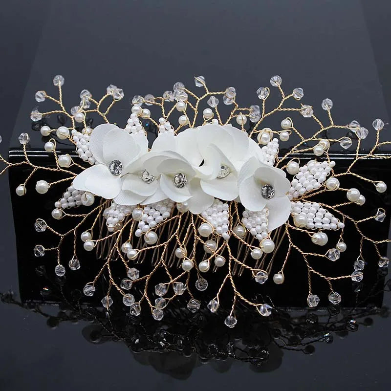 Bridal Hair Accessories Crystal Peals Hair Combs