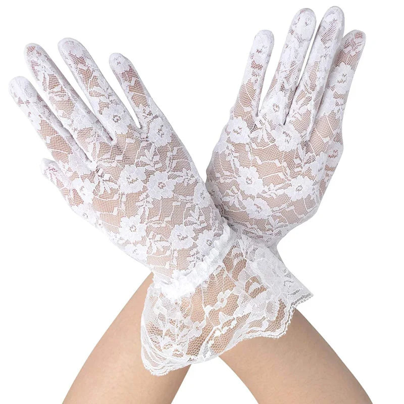 Women Vintage Sheer Short Lace Gloves