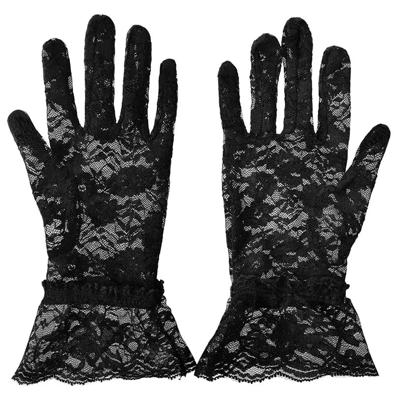 Women Vintage Sheer Short Lace Gloves