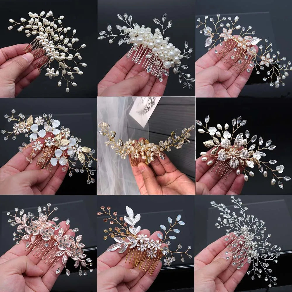 Bridal Hair Accessories Crystal Peals Hair Combs