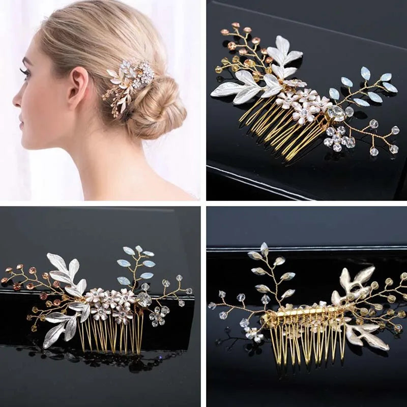 Bridal Hair Accessories Crystal Peals Hair Combs