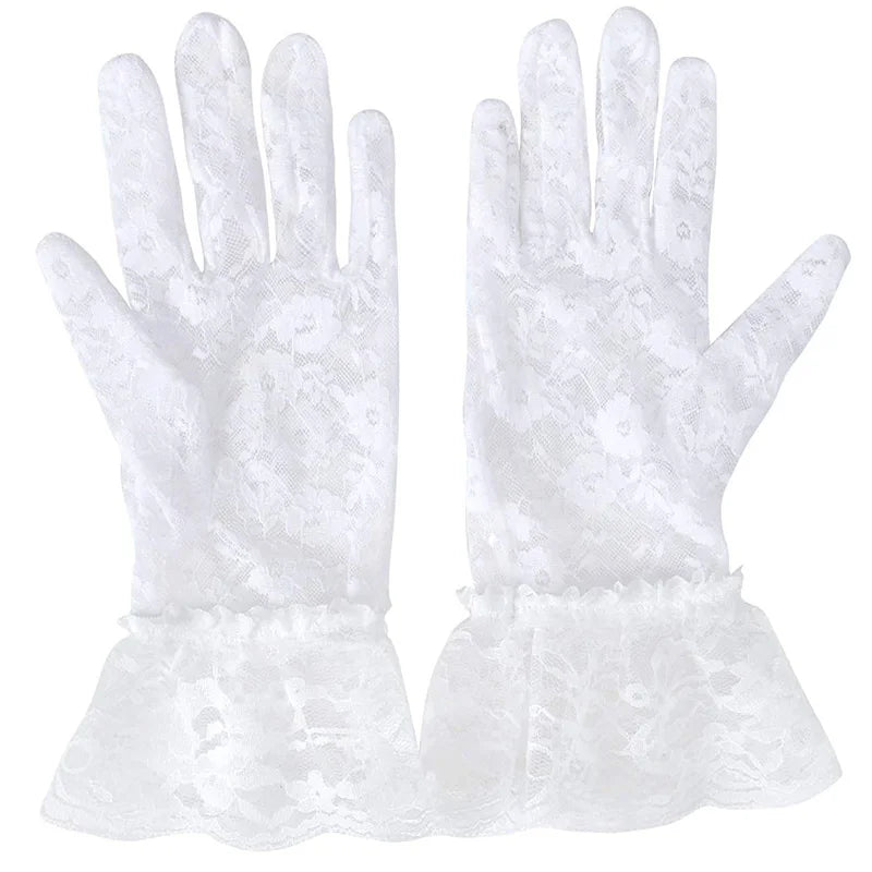 Women Vintage Sheer Short Lace Gloves
