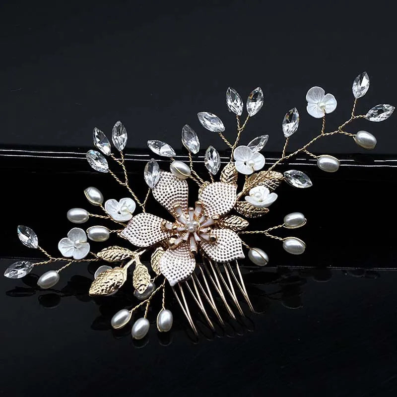 Bridal Hair Accessories Crystal Peals Hair Combs