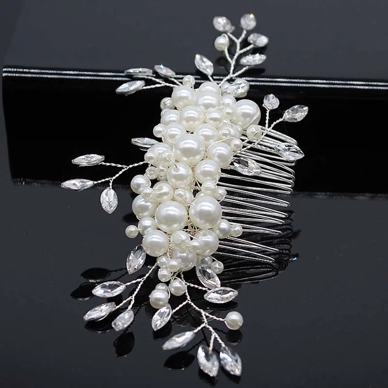 Bridal Hair Accessories Crystal Peals Hair Combs
