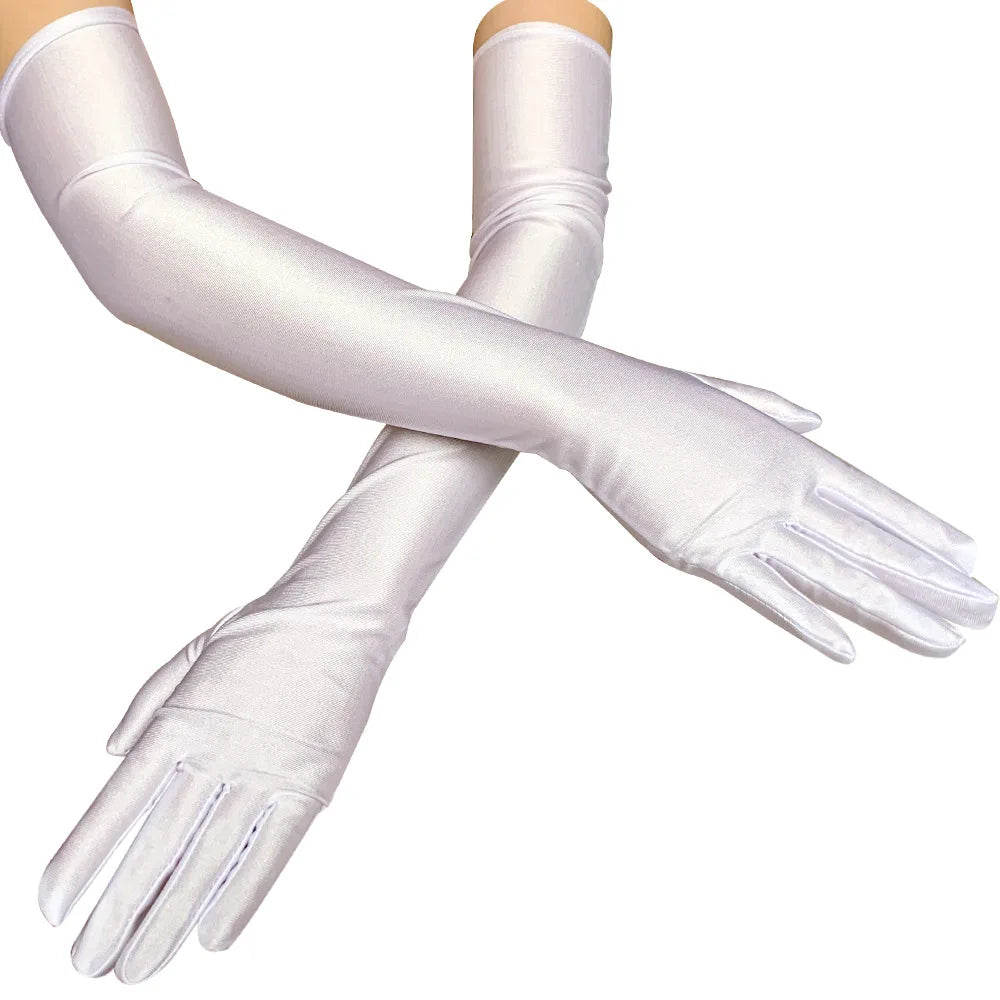 Opera/Elbow/Wrist Stretch Satin Finger Long Gloves