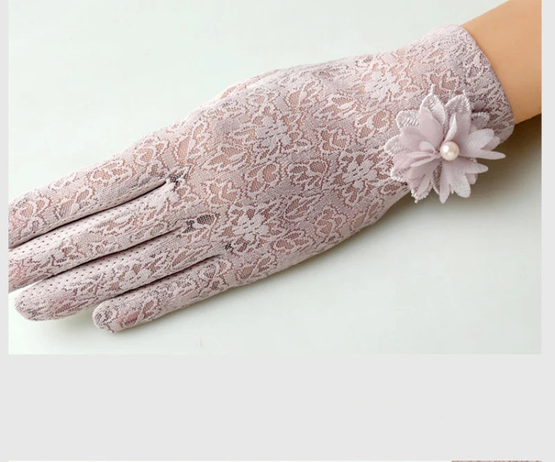 Sexy Hollow Lace Flower Gloves