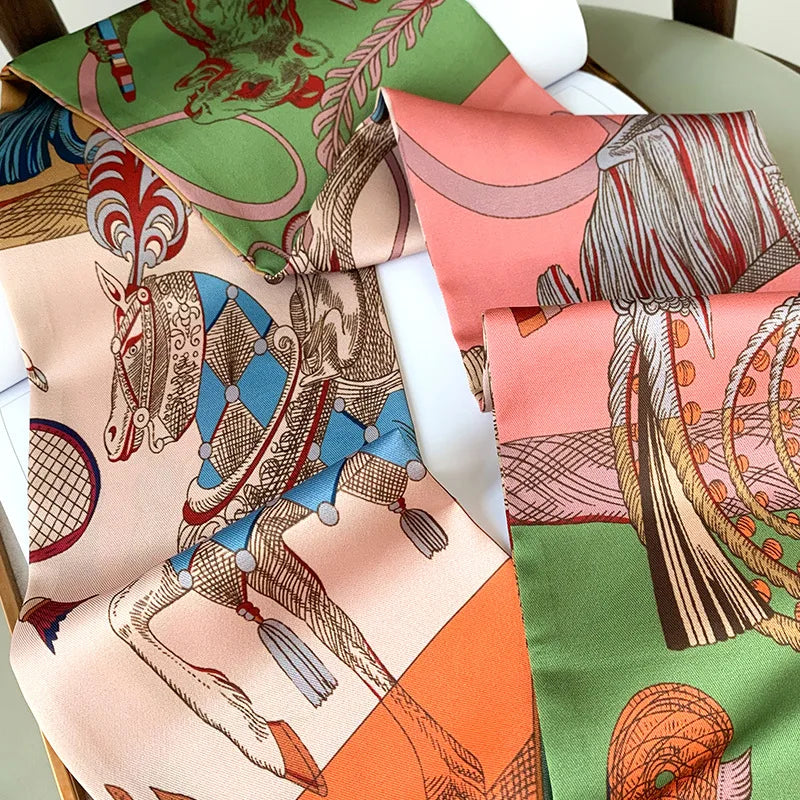 Long Silk Scarf Bag Tie