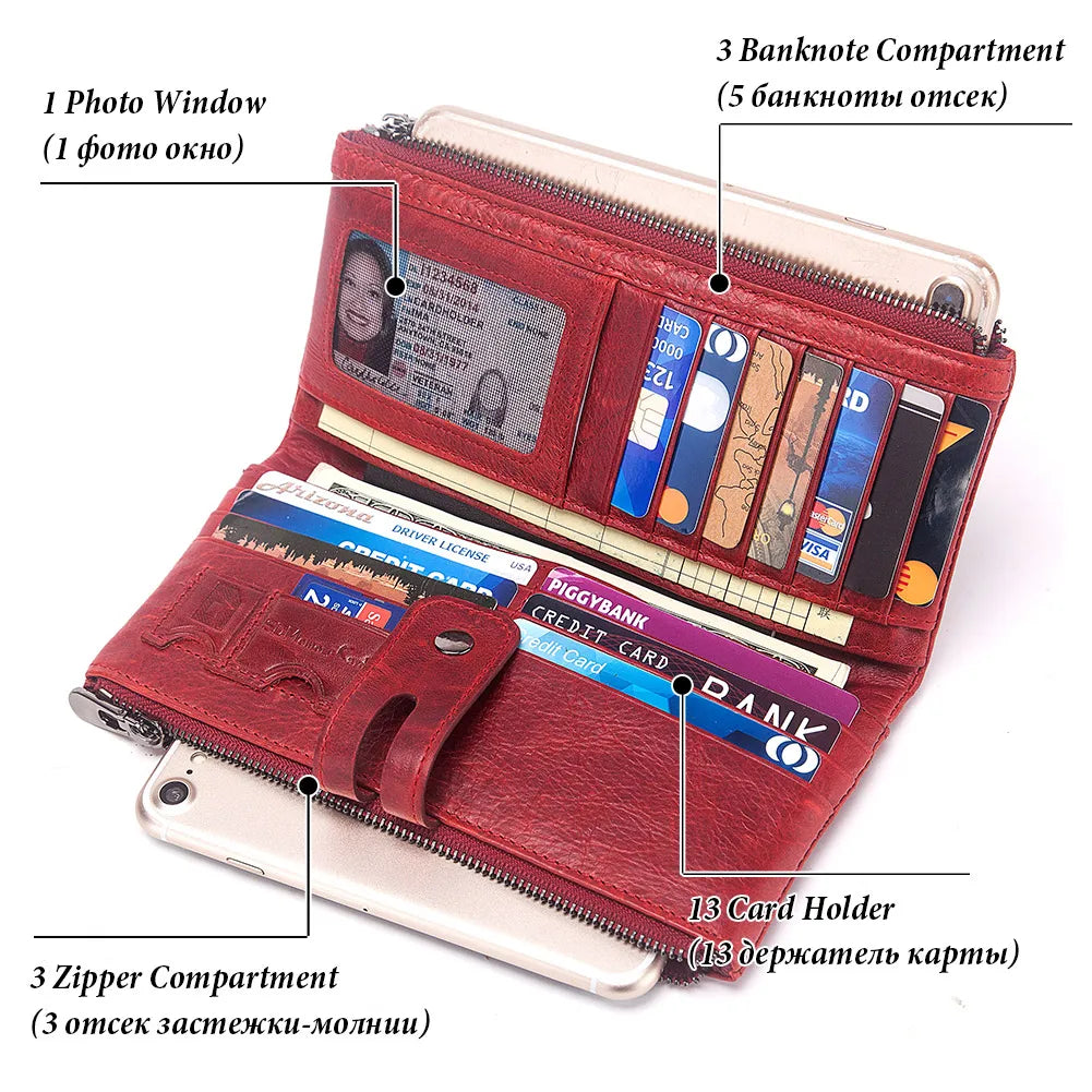 Women's Wallet Genuine Leather Long Clutch