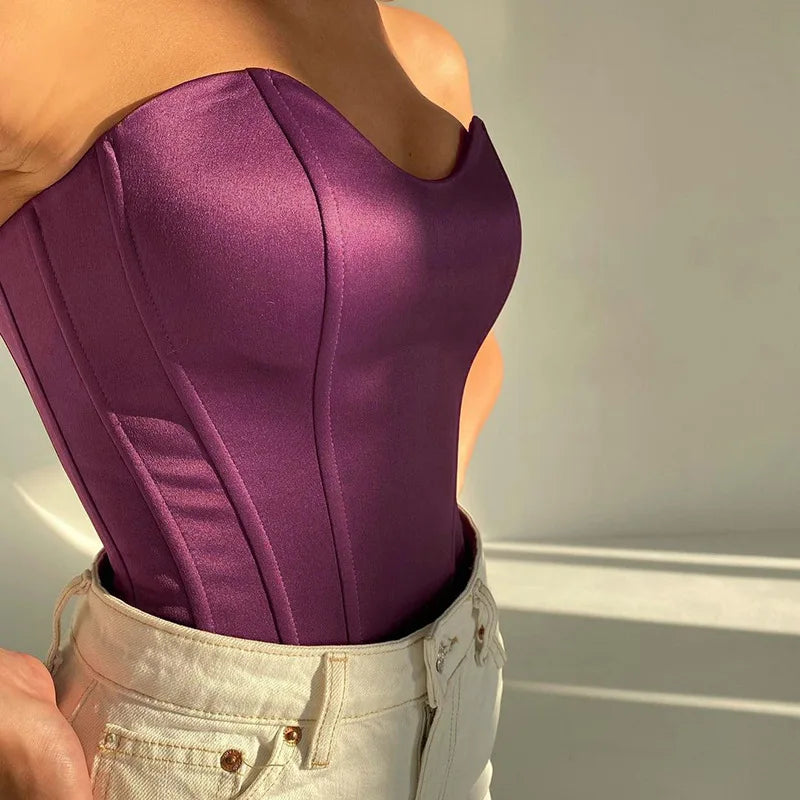 Sleeveless Slim Skinny Corset Cropped Top
