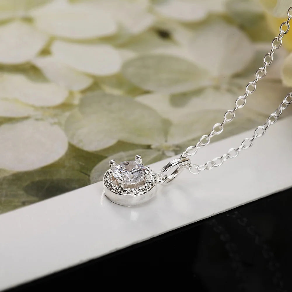 925 sterling Silver crystal pendant Jewelry set
