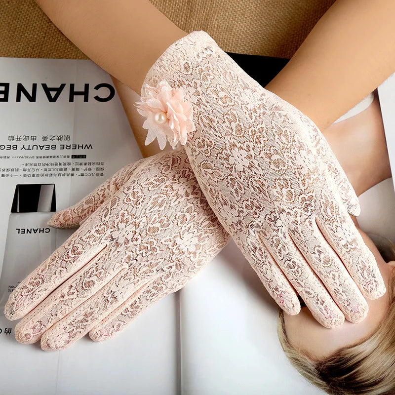 Sexy Hollow Lace Flower Gloves