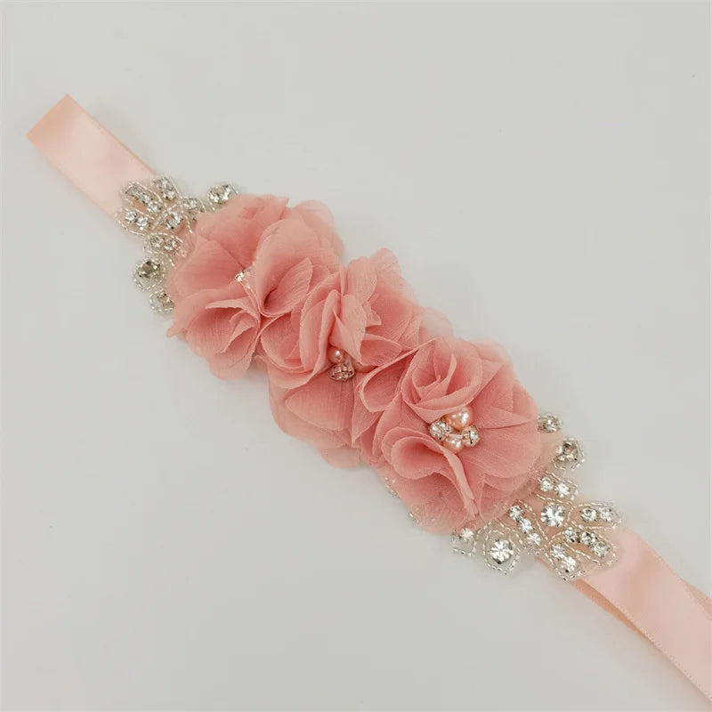 Pearl Rhinestone chiffon fabric flower