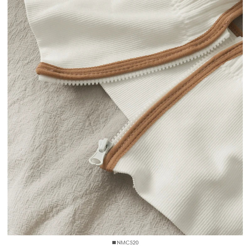 Ziper Fly Cotton Crop Tops