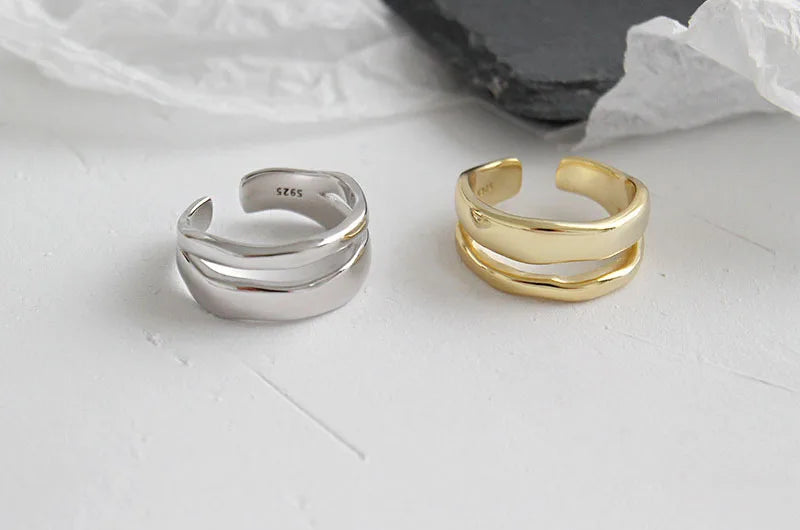 Trendy Elegant Twist Two Circle Ring