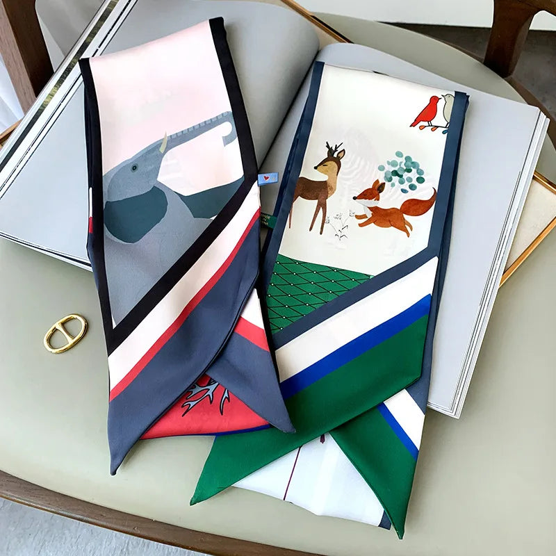 Long Silk Scarf Bag Tie